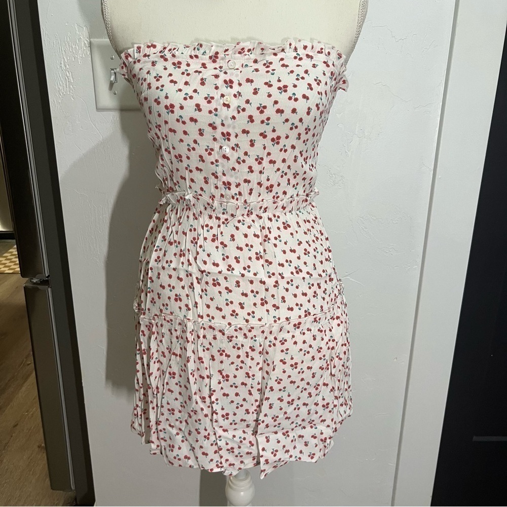 Olivaceous Liberty Floral Strapless Shirred Baby Doll Ruffle Mini Dress …